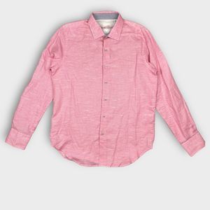 $198 Robert Graham Men's S Brixton Linen Cotton Shirt Long Sleeve Pink Heather